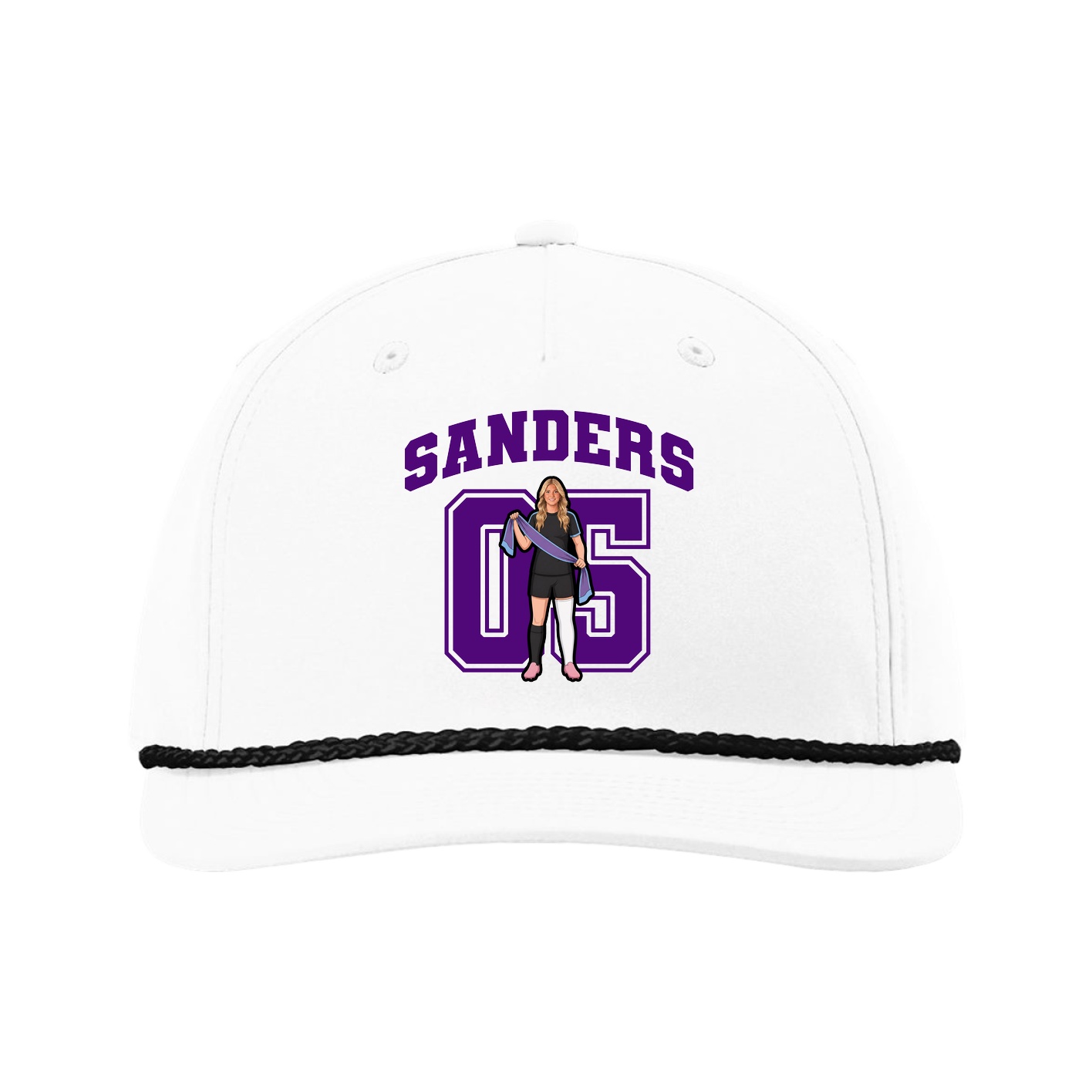 Five-Panel Classic Rope Cap — Number in White