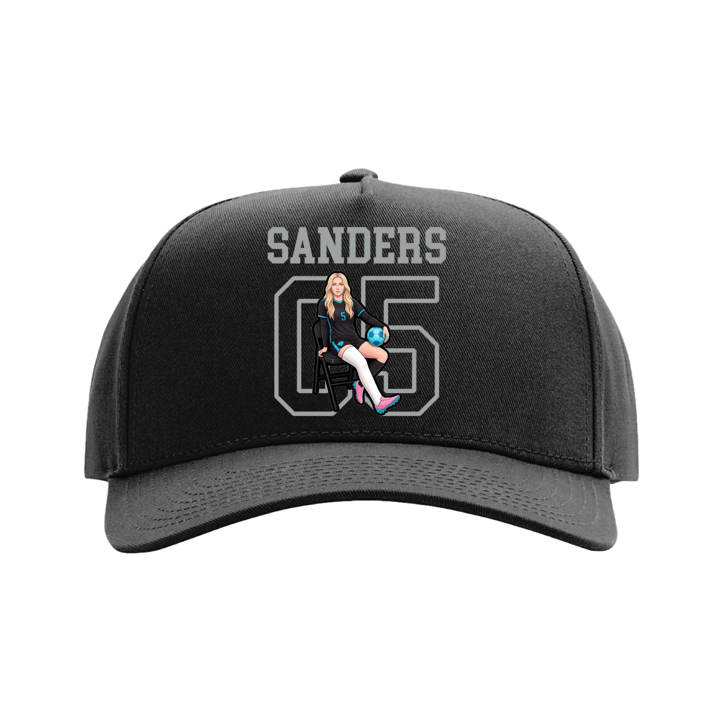 Full Fabric Five-Panel Champ Cap — Shirsey in Black
