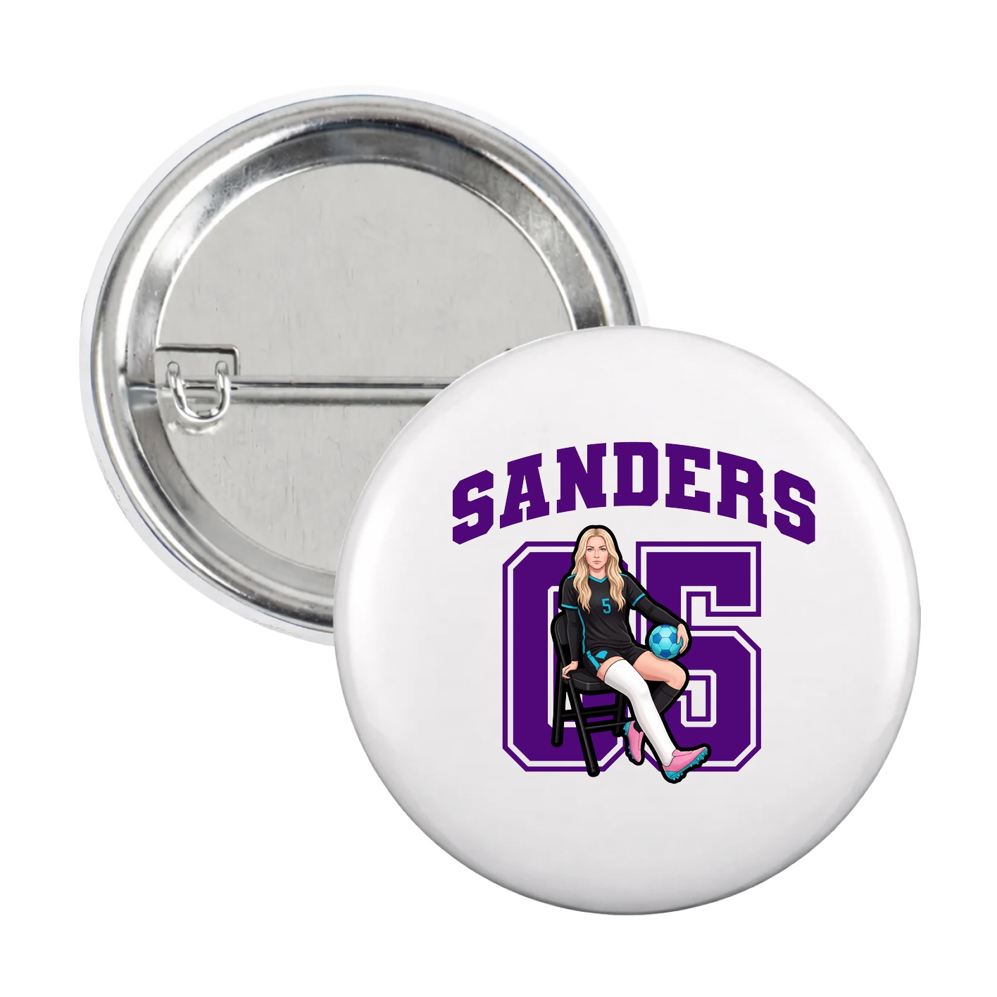 Game Day Button — Number in White