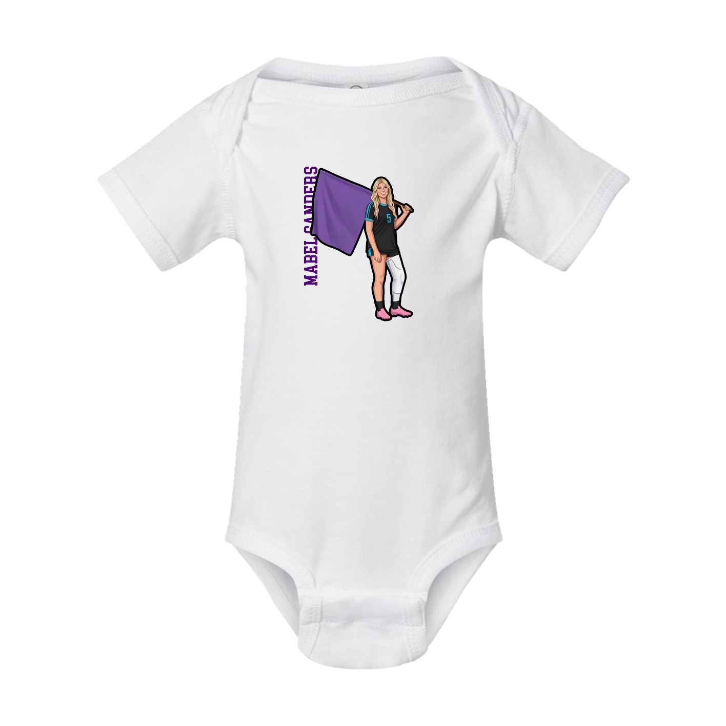 Baby Onesie — Name Vertical in White
