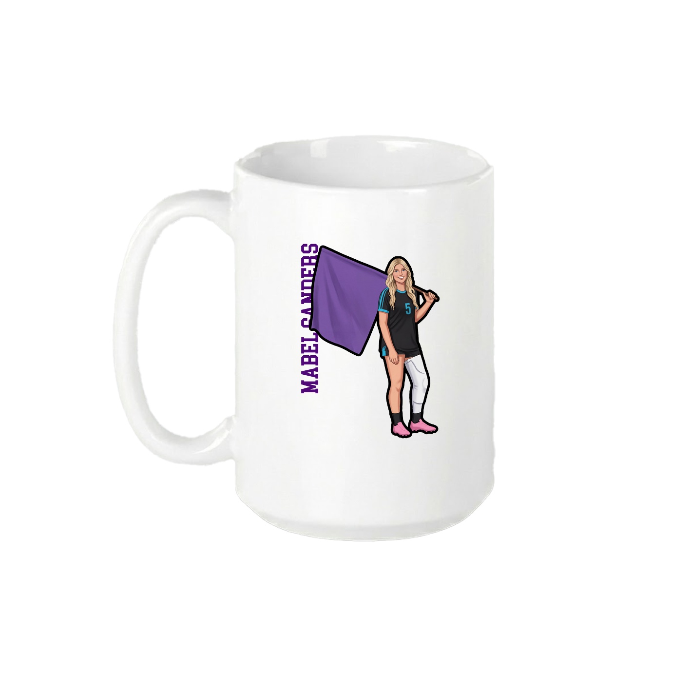 15oz Coffee Mug — Name Vertical in White
