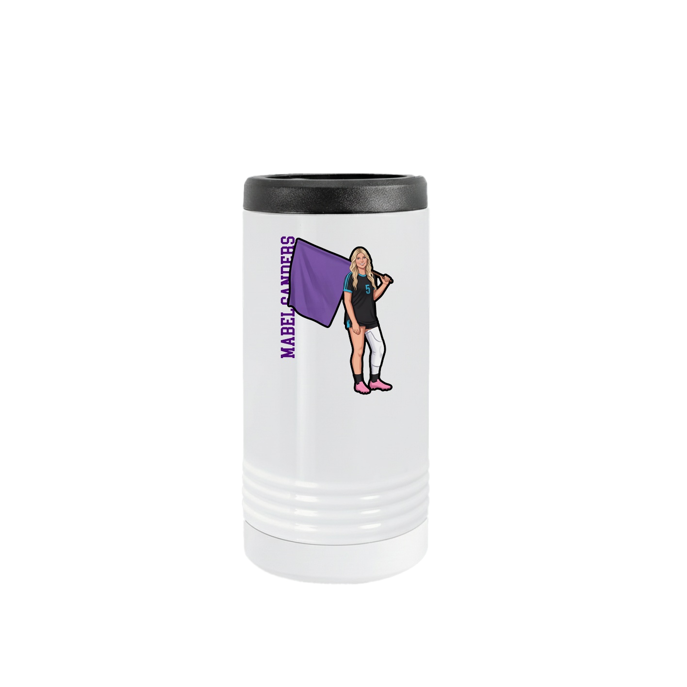Slim Beverage Holder — Name Vertical in White