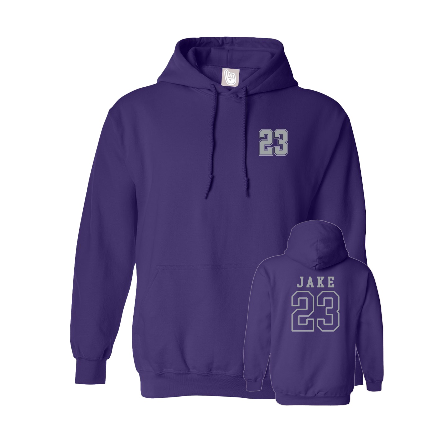 Youth Hoodie — Chest Back in Purple