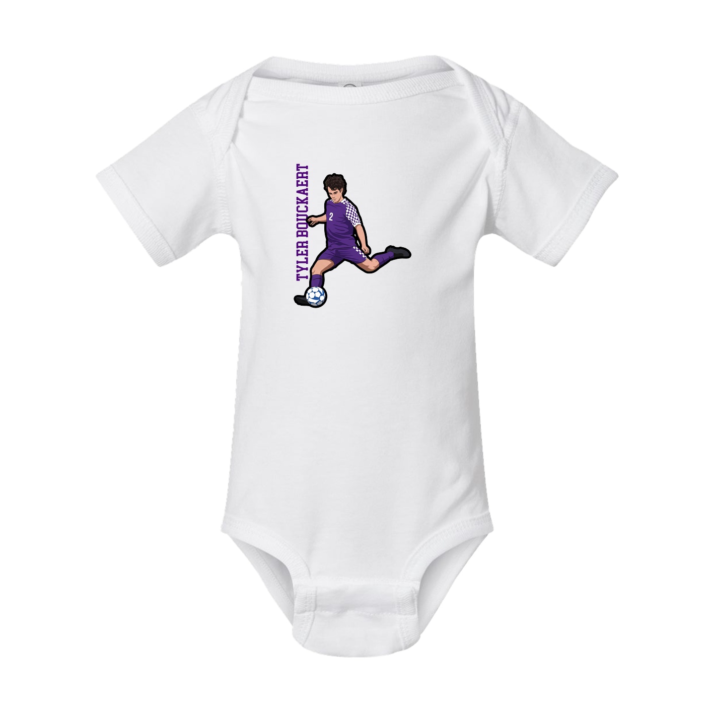 Baby Onesie — Name Vertical in White