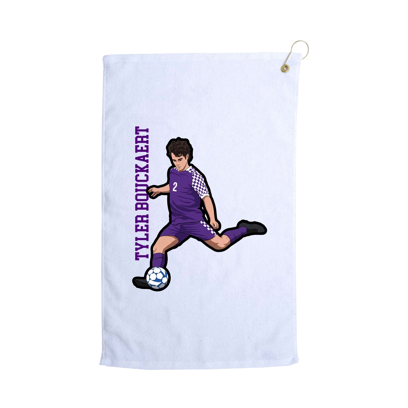 Golf Towel — Name Vertical in White