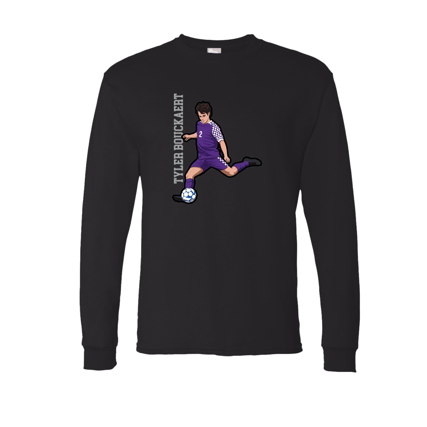 Long Sleeve Tee — Name Vertical in Black