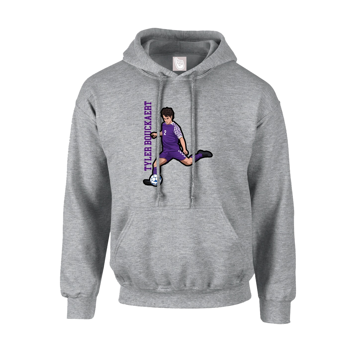 Hoodie — Name Vertical in Grey