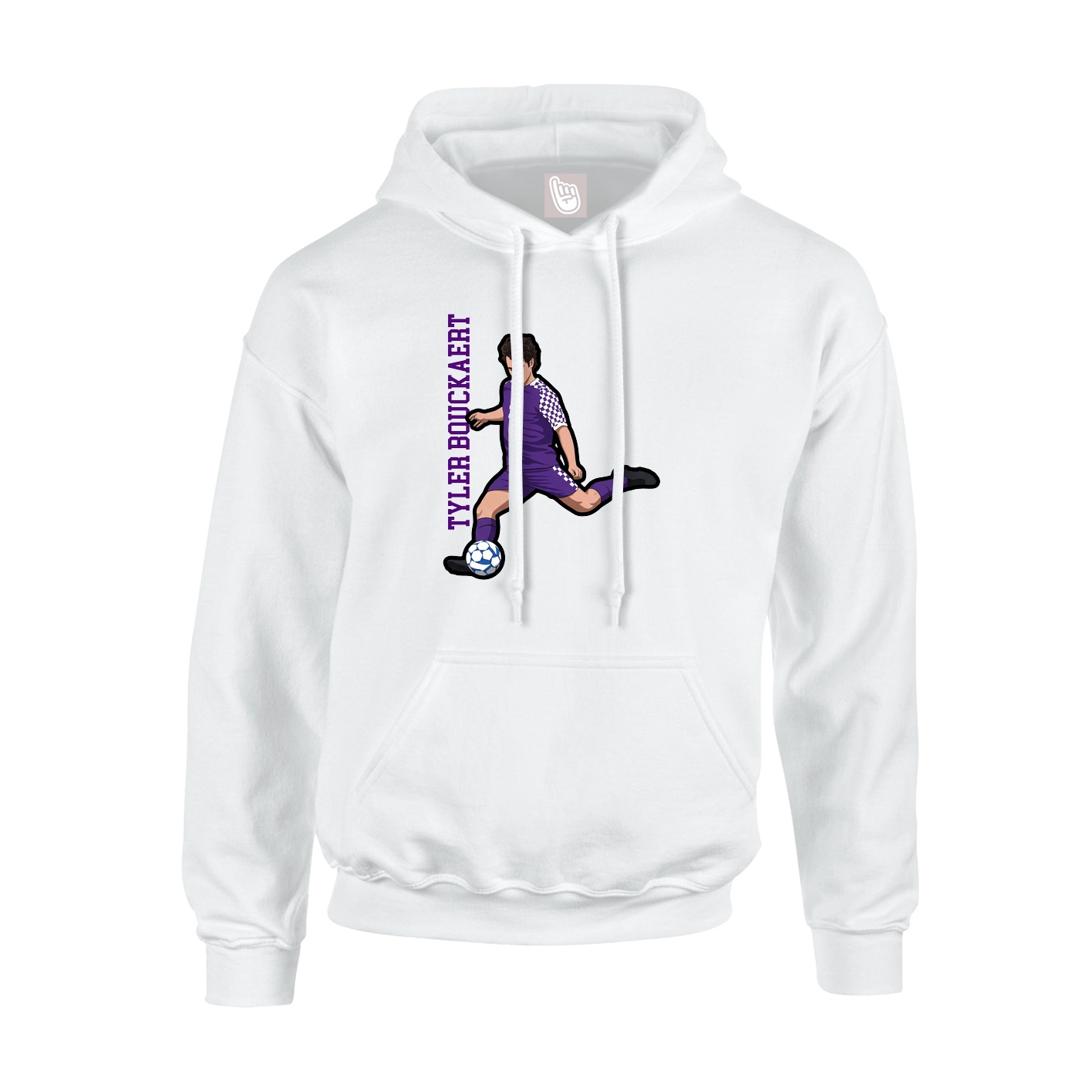 Youth Hoodie — Name Vertical in White