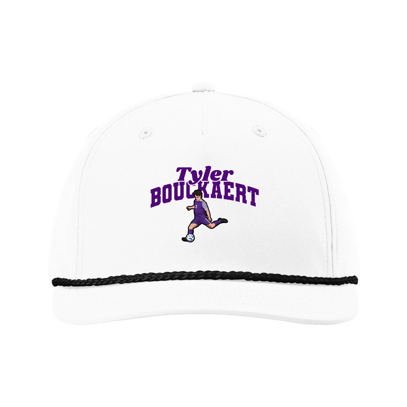 Five-Panel Classic Rope Cap — Signature Arch in White