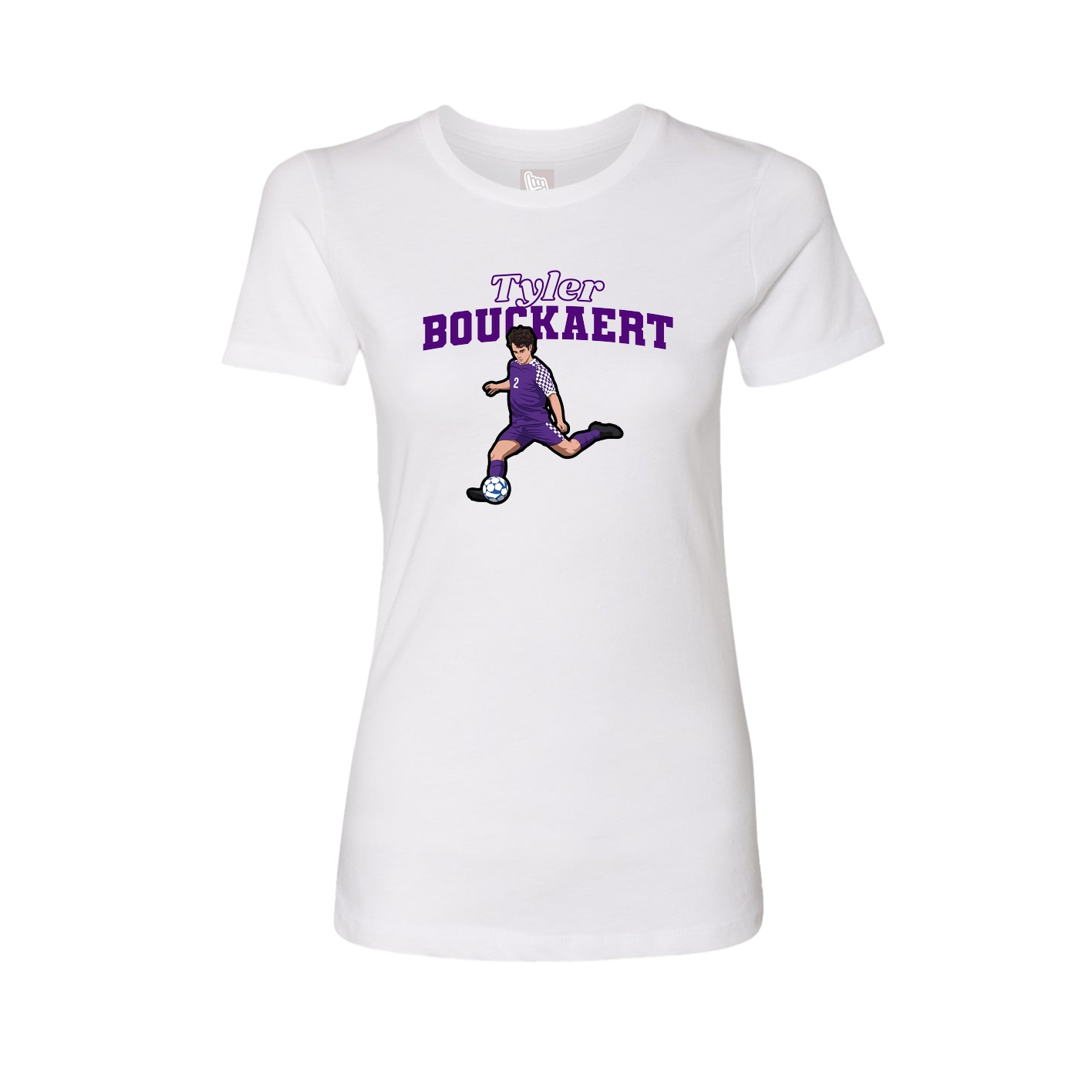 Fitted Women's Tee — Name Arch in White