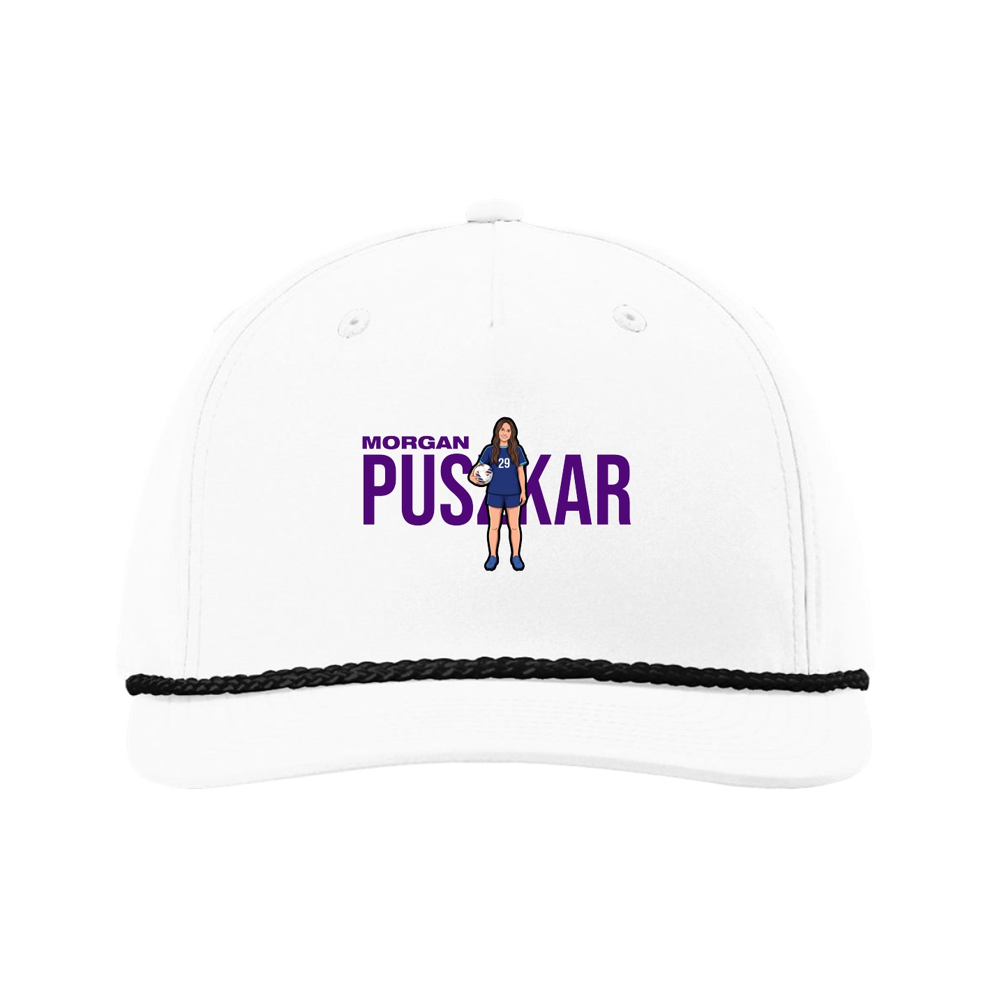 Five-Panel Classic Rope Cap — Player Name in White