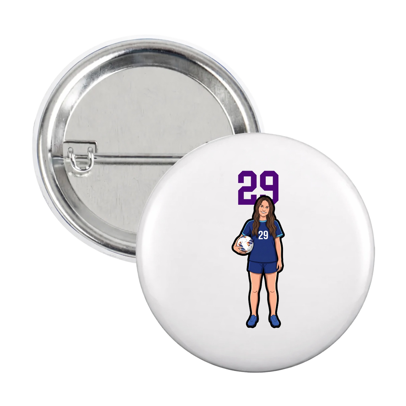 Game Day Button — Number Top in White