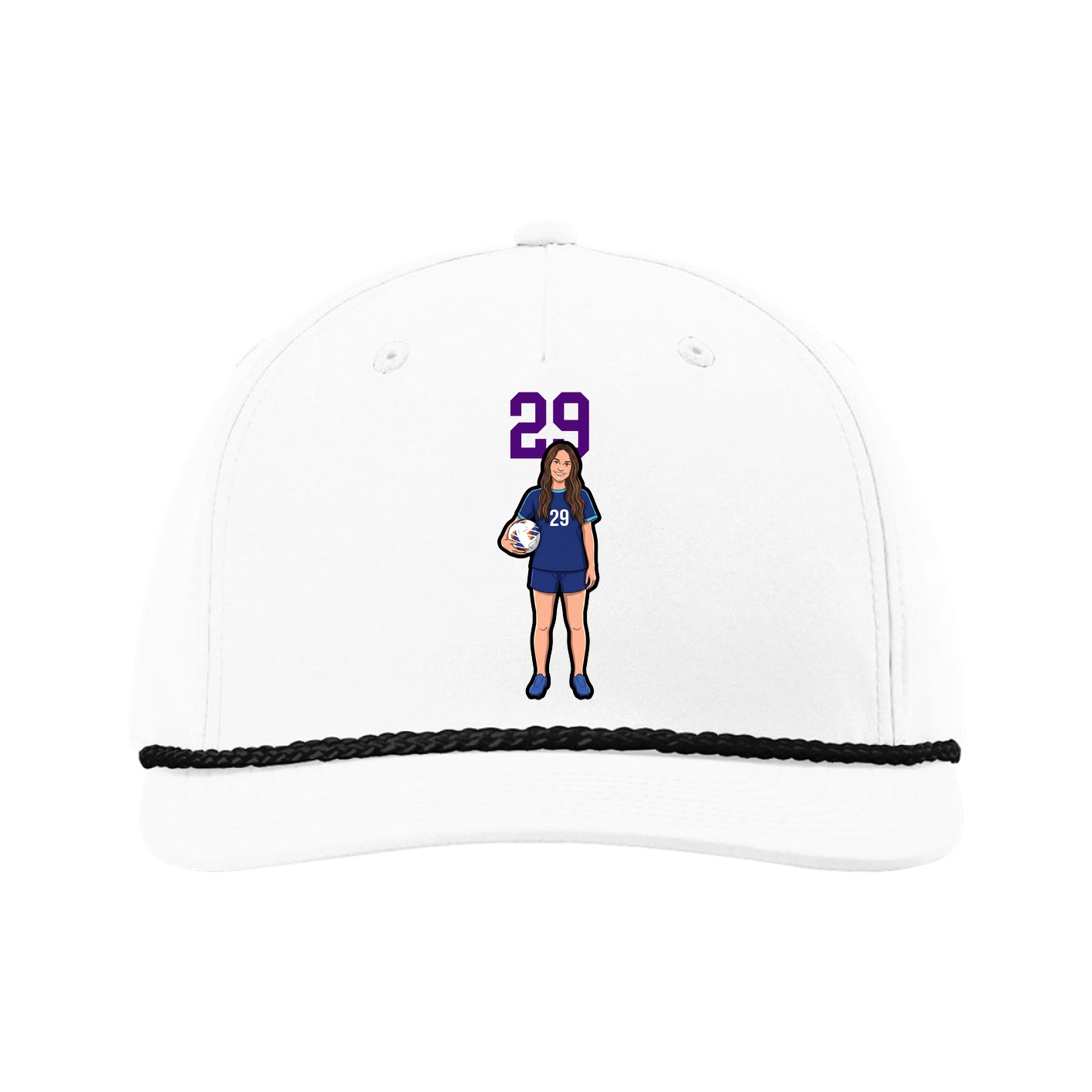 Five-Panel Classic Rope Cap — Number Top in White