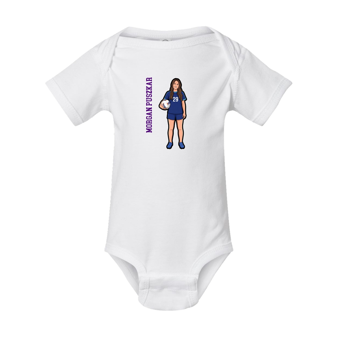 Baby Onesie — Name Vertical in White