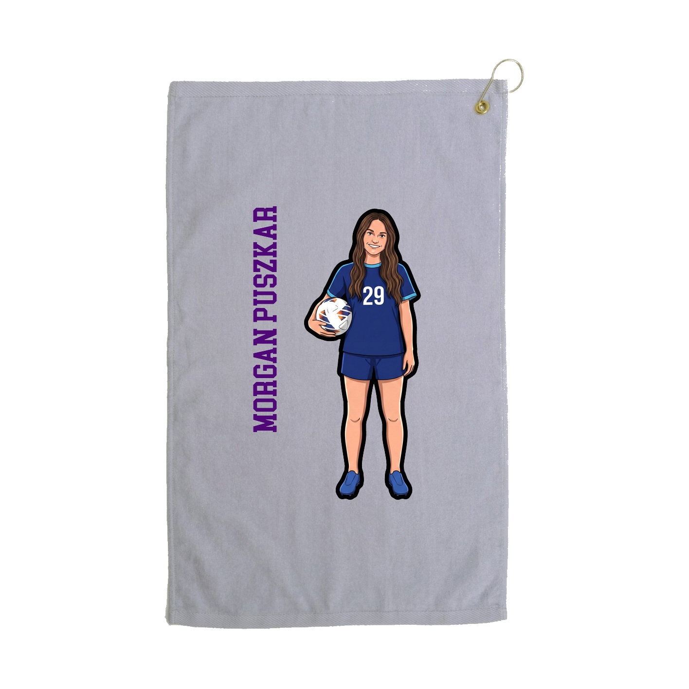 Golf Towel — Name Vertical in Grey