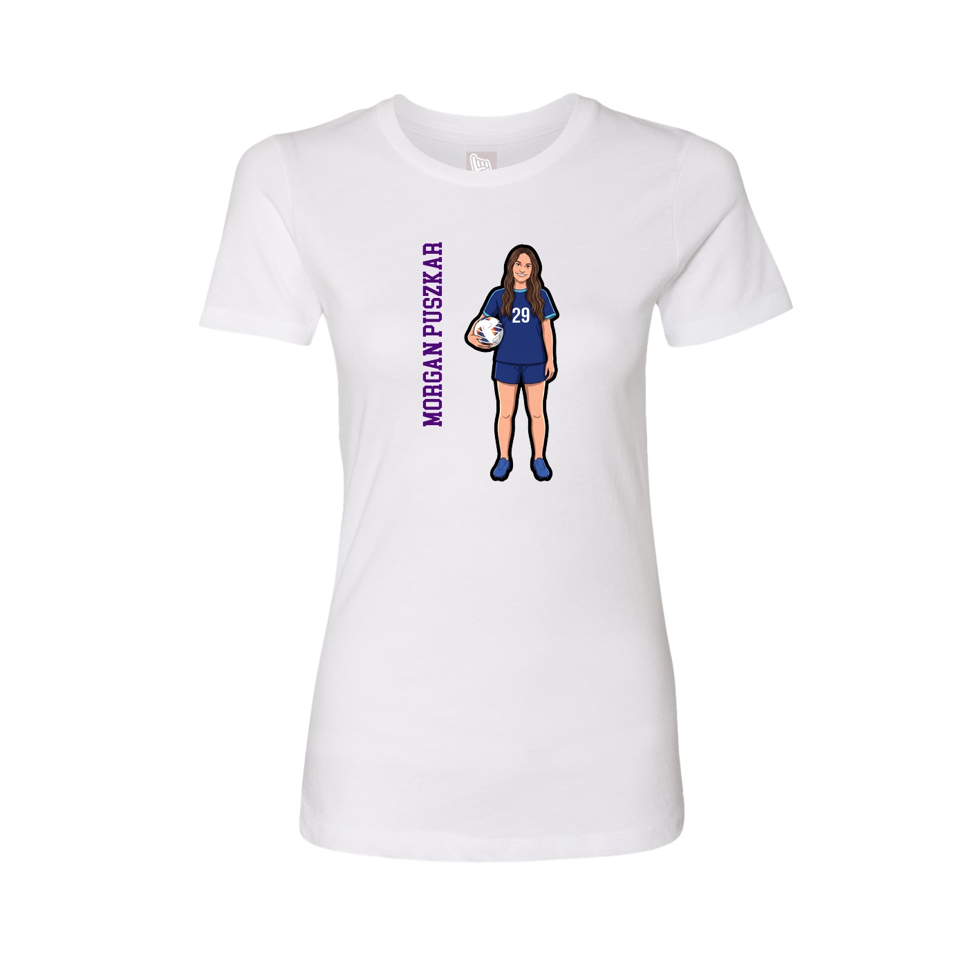 Fitted Women's Tee — Name Vertical in White