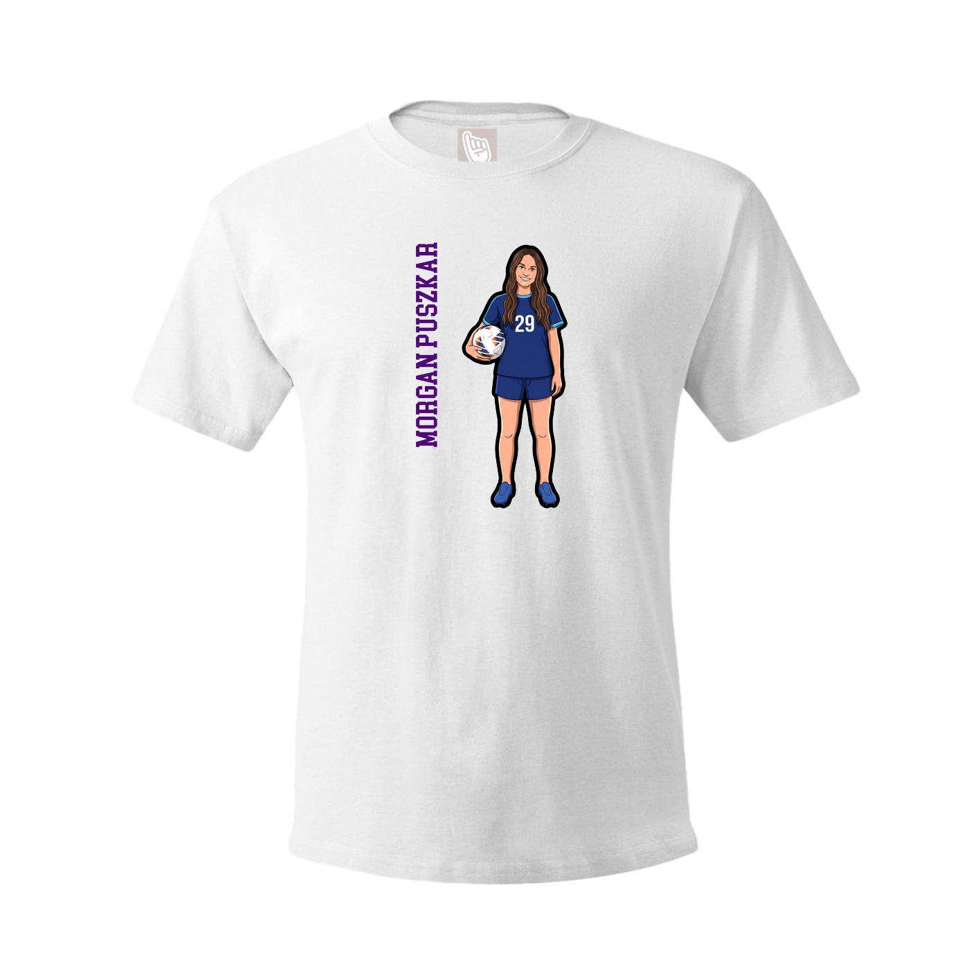 Youth Tee — Name Vertical in White