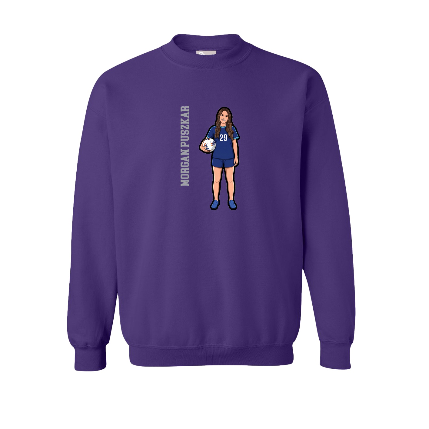 Fleece Crew — Name Vertical in Purple