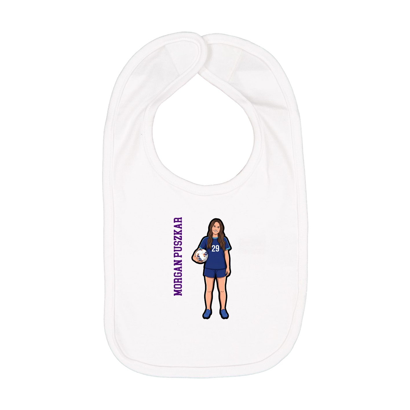 Infant Bib — Name Vertical in White