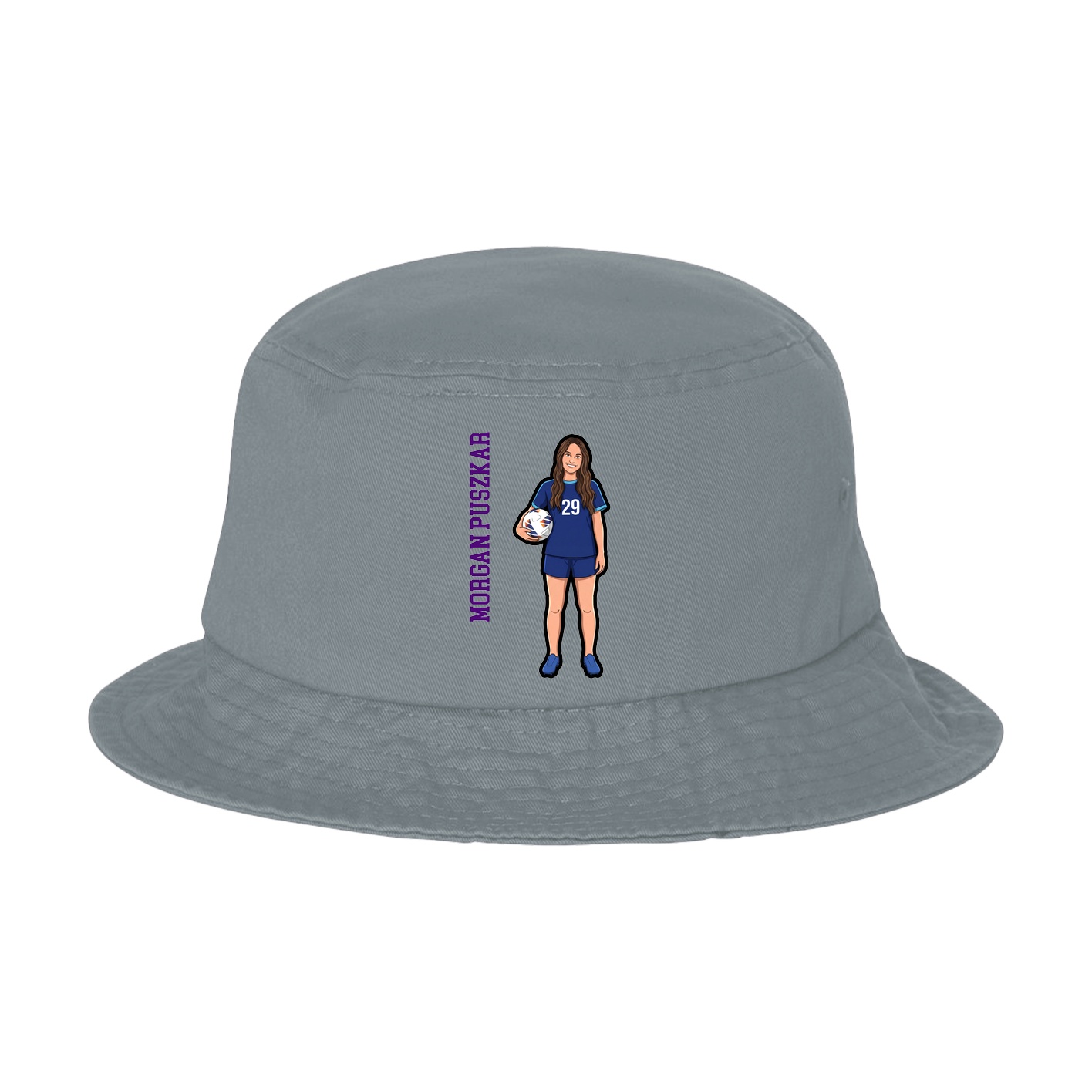 Bucket Cap — Name Vertical in Grey