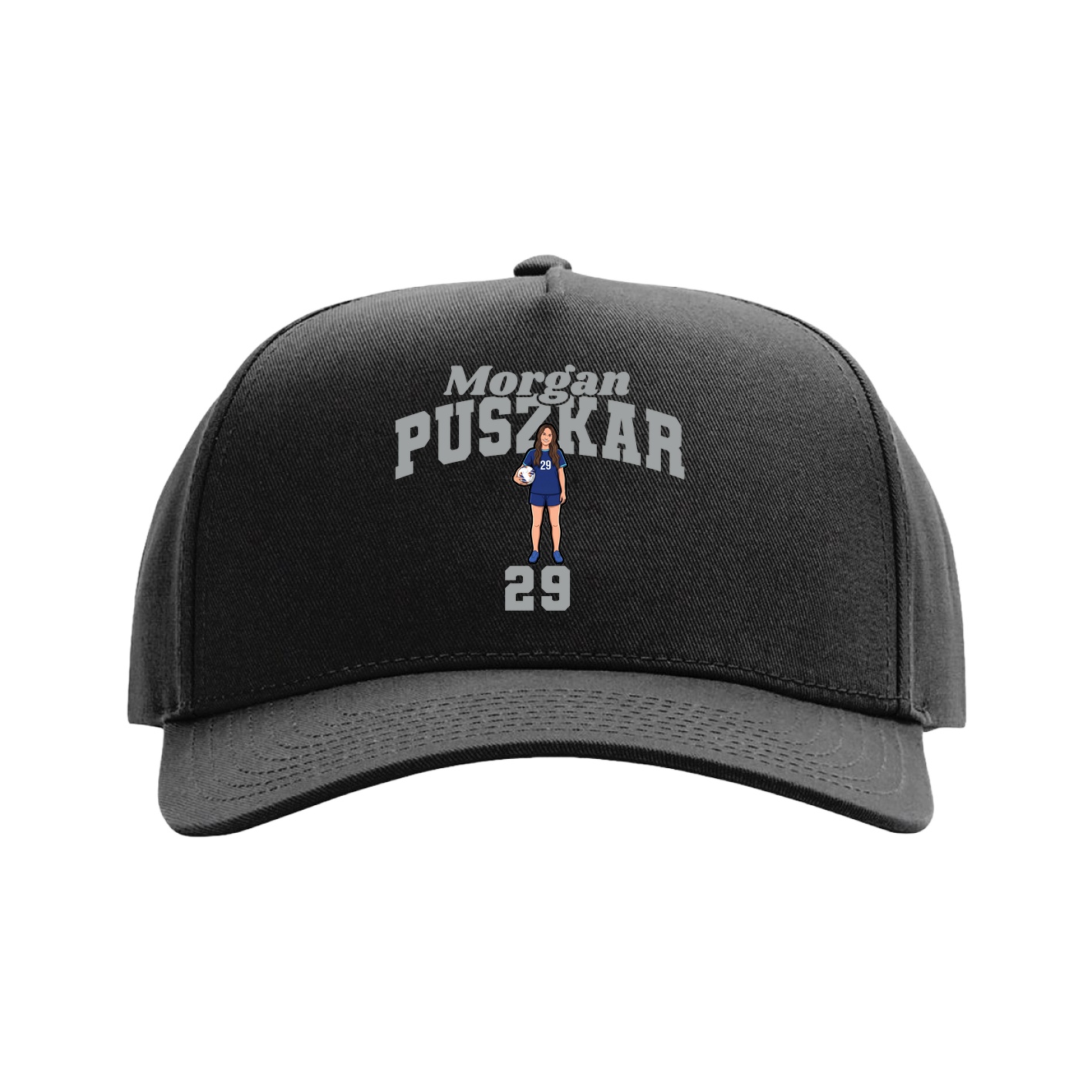 Full Fabric Five-Panel Champ Cap — Signature Arch in Black