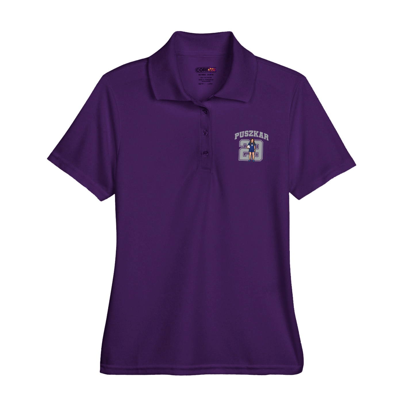 Womens Performance Polo — Number in Purple