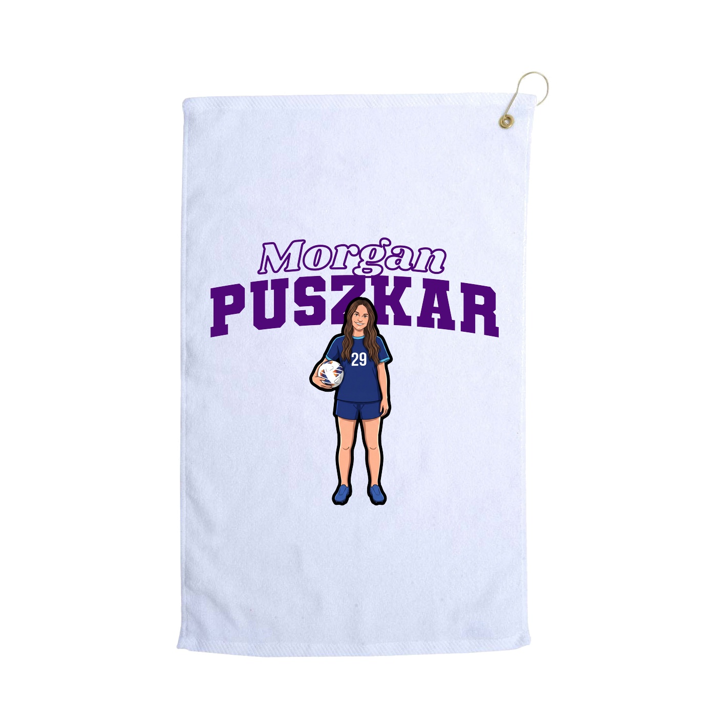 Golf Towel — Name Arch in White