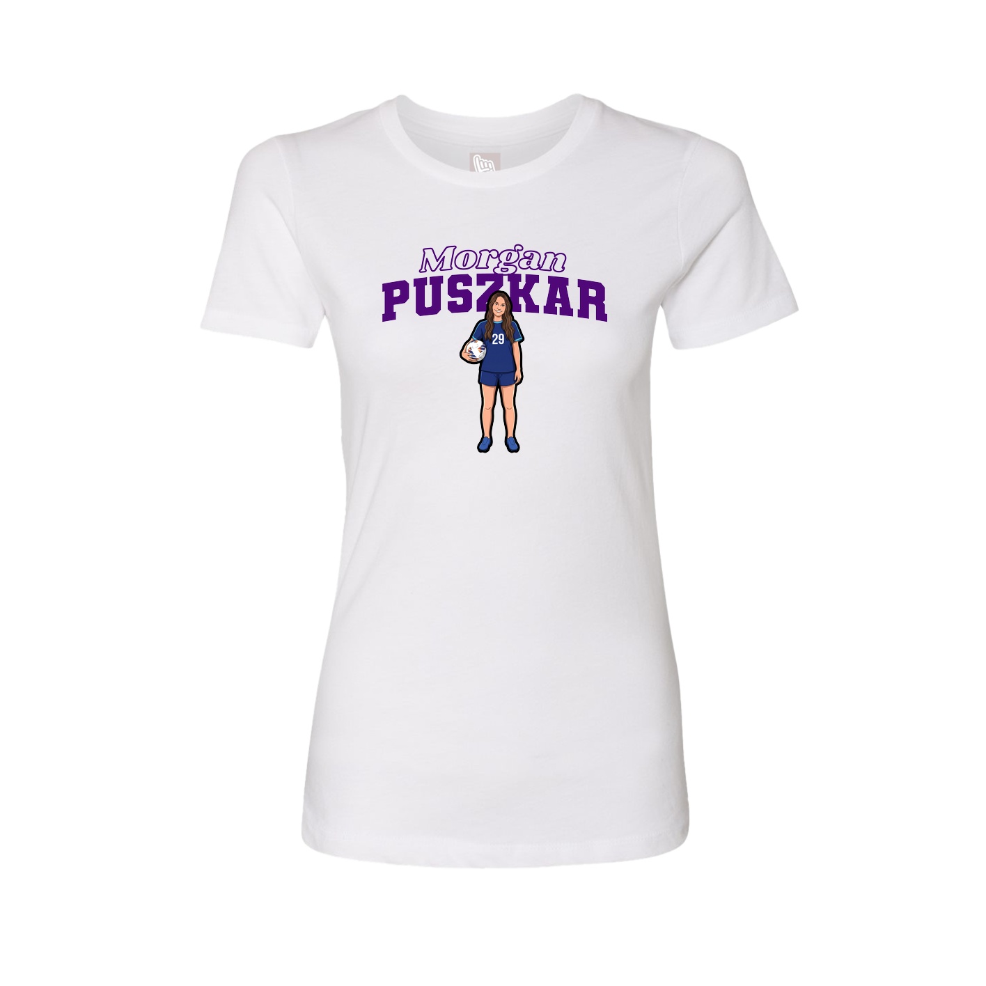 Fitted Women's Tee — Name Arch in White