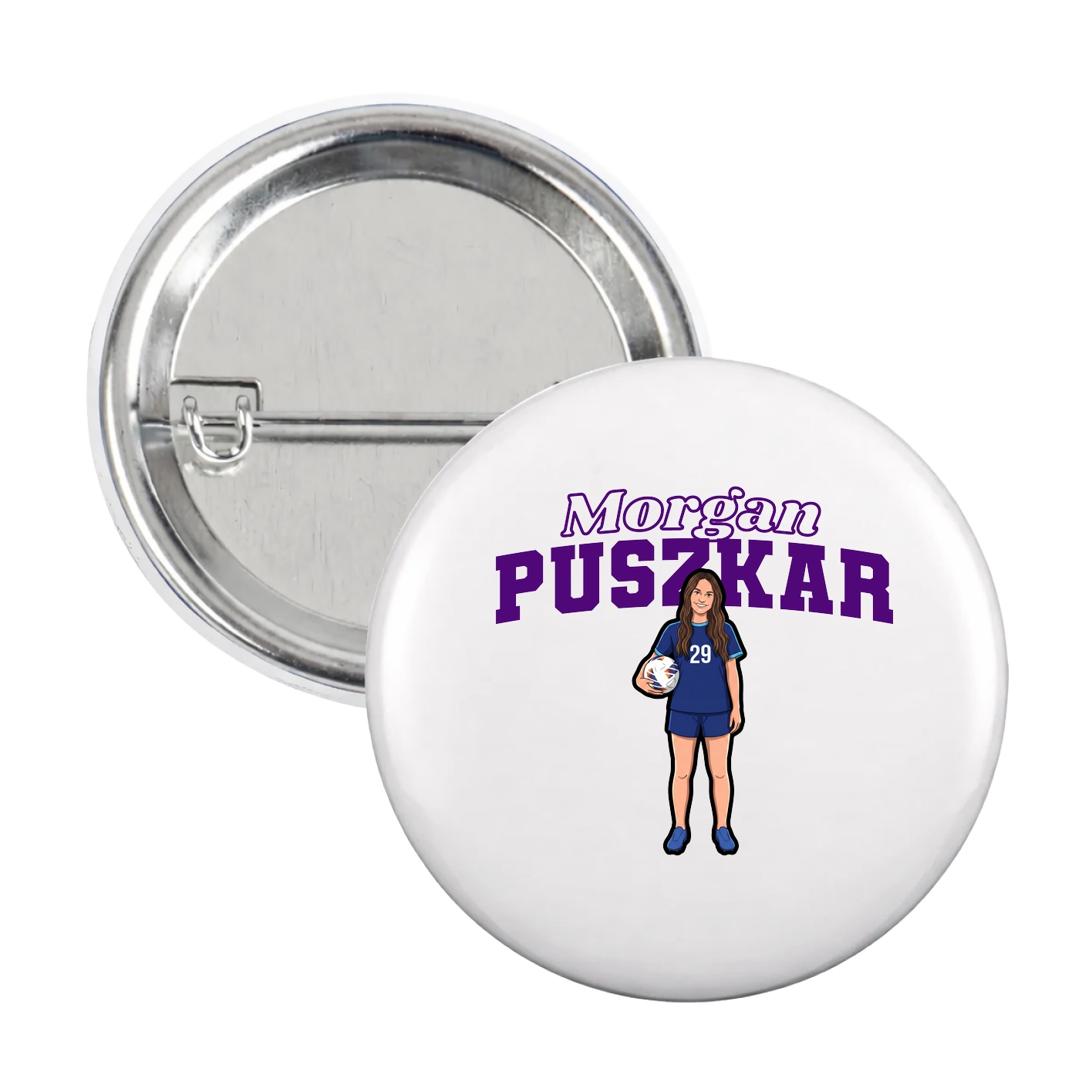 Game Day Button — Name Arch in White