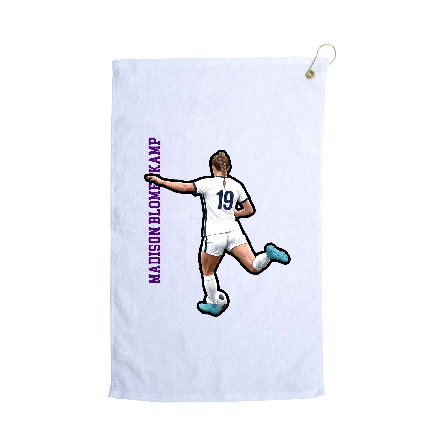 Golf Towel — Name Vertical in White