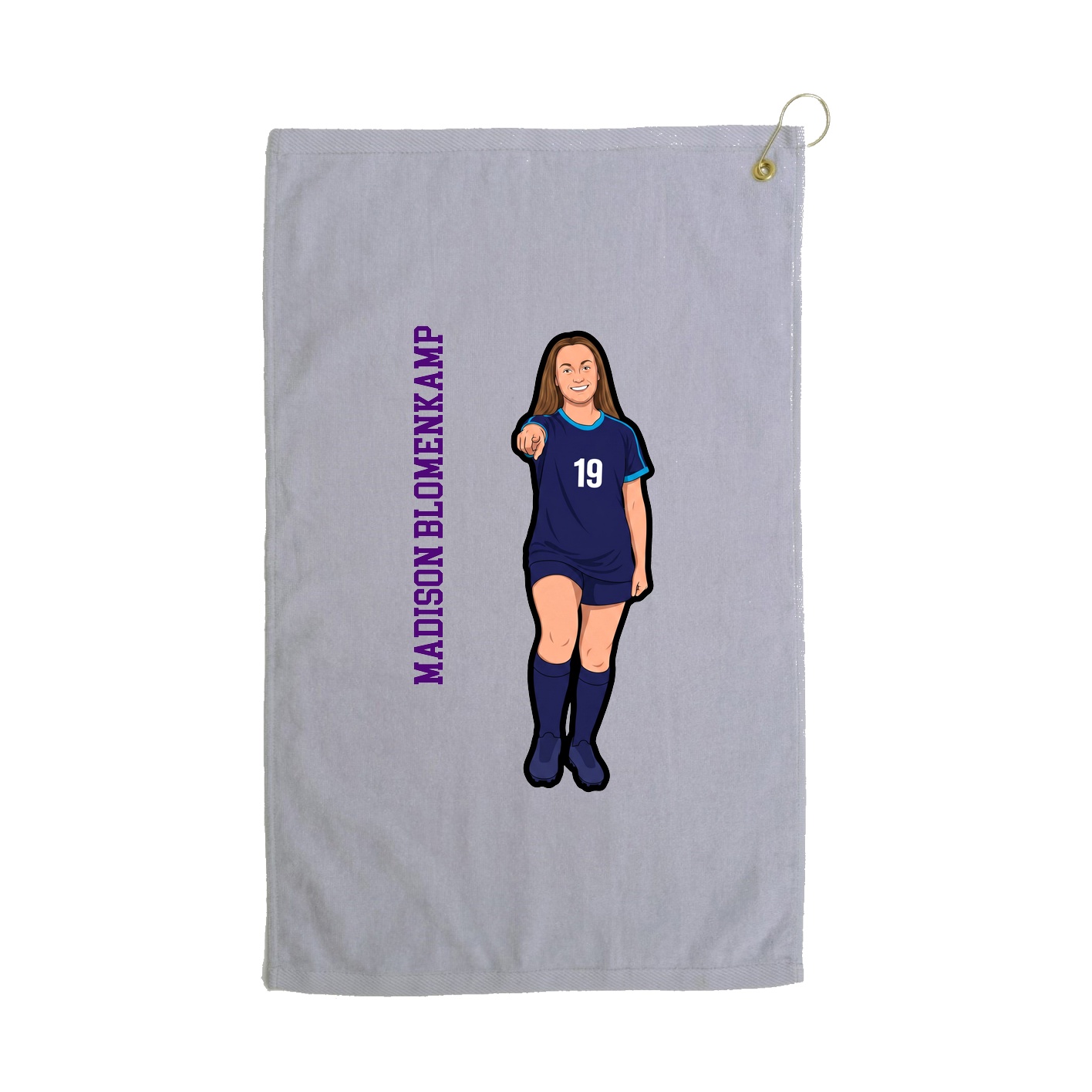 Golf Towel — Name Vertical in Grey