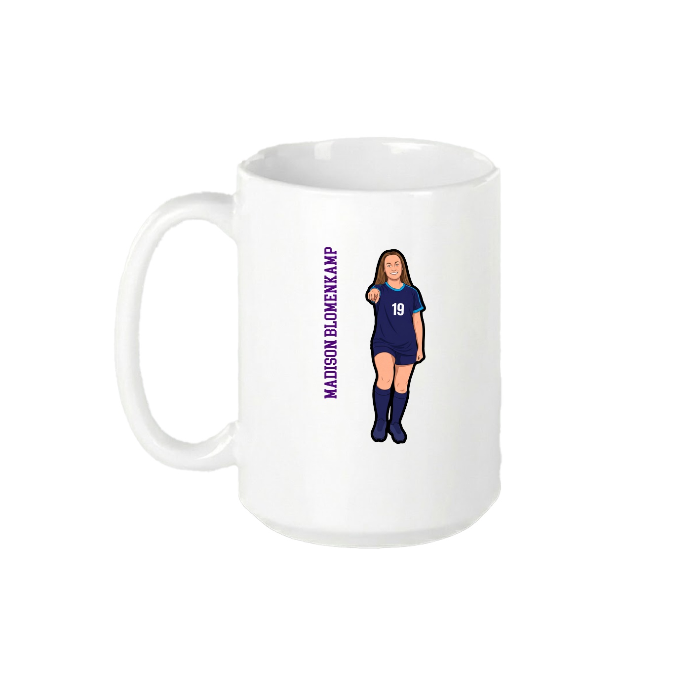 15oz Coffee Mug — Name Vertical in White