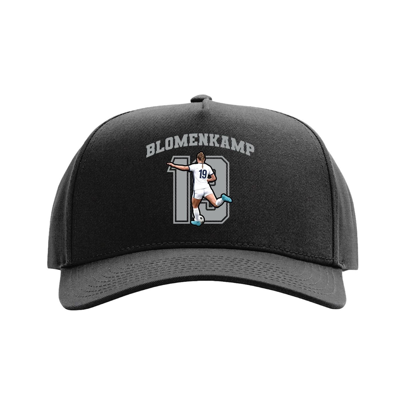 Full Fabric Five-Panel Champ Cap — Number in Black