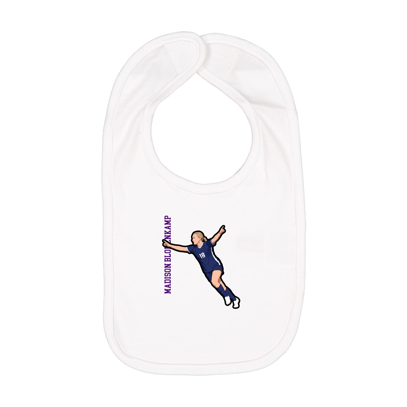 Infant Bib — Name Vertical in White