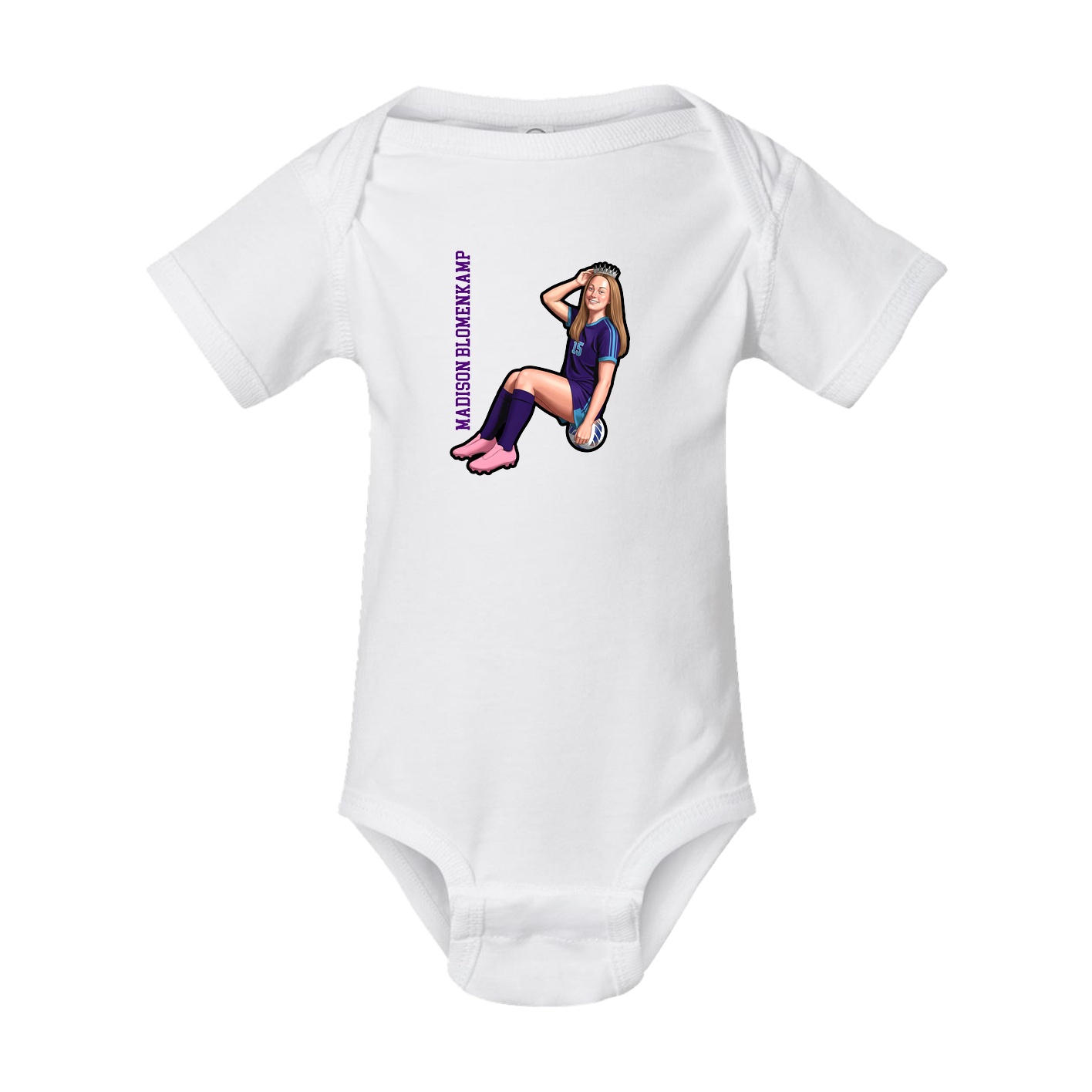 Baby Onesie — Name Vertical in White