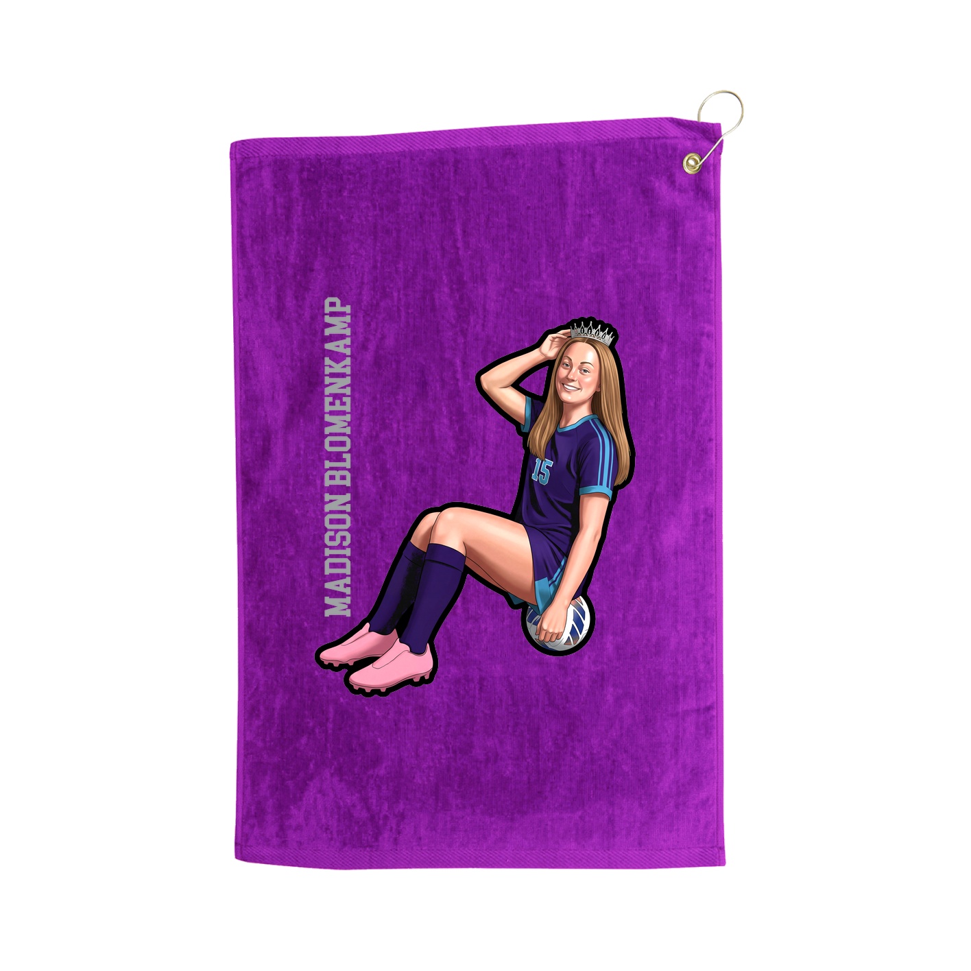 Golf Towel — Name Vertical in Purple