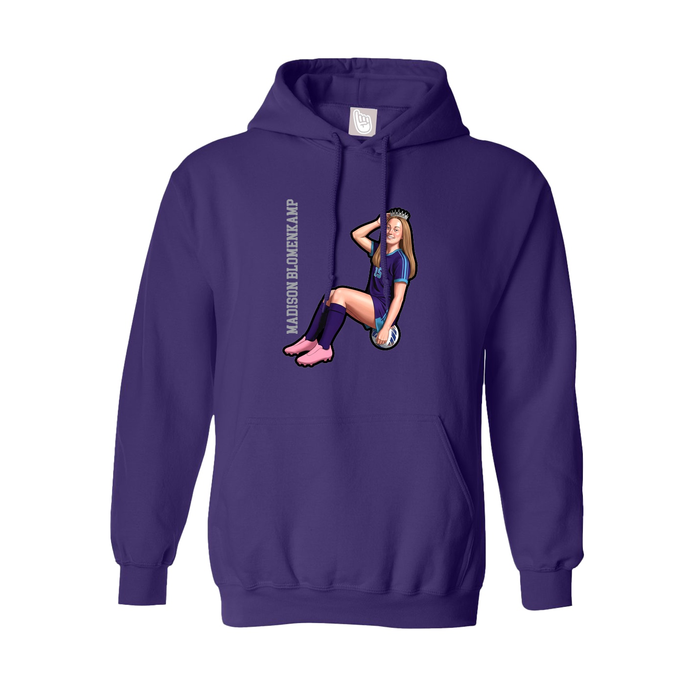 Youth Hoodie — Name Vertical in Purple