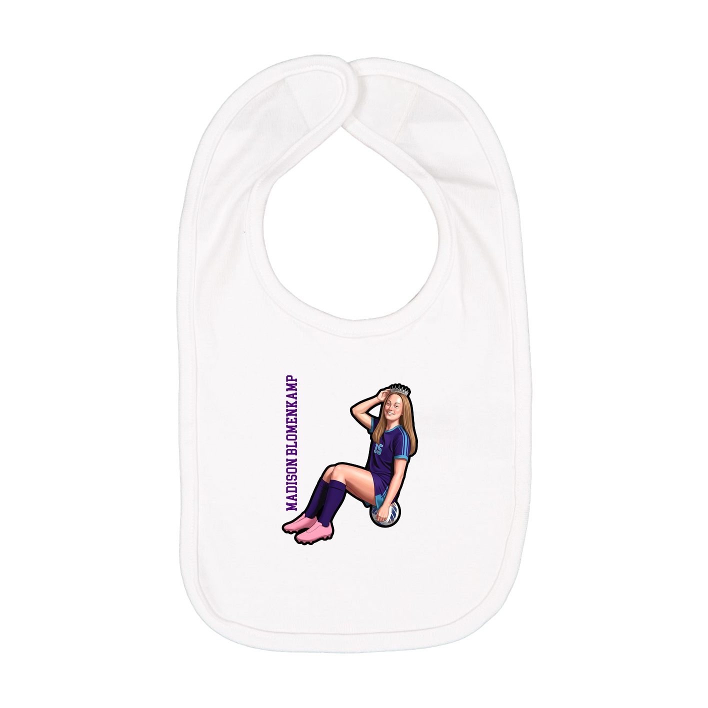 Infant Bib — Name Vertical in White