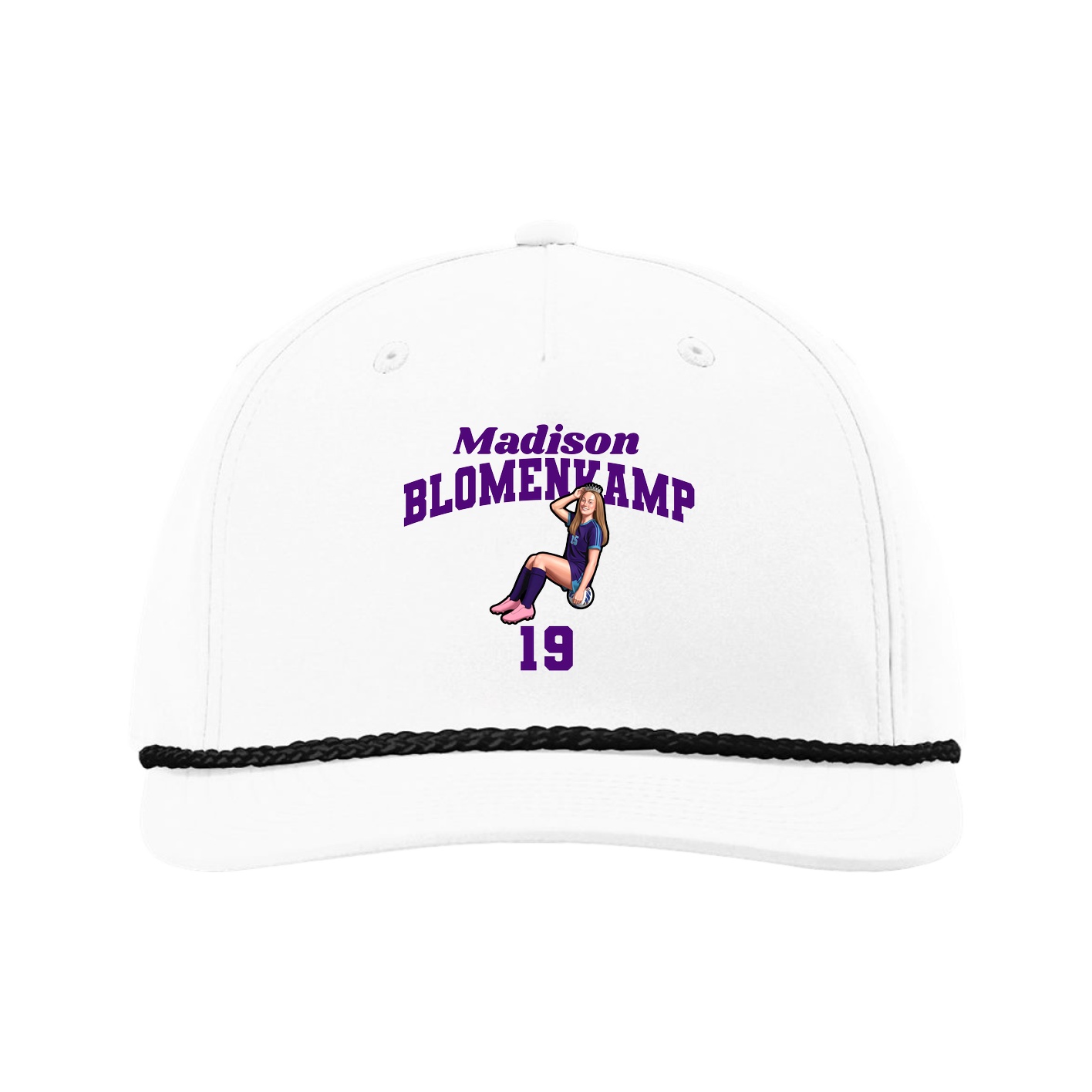Five-Panel Classic Rope Cap — Signature Arch in White