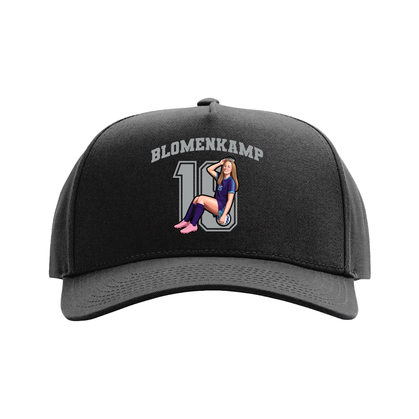Full Fabric Five-Panel Champ Cap — Number in Black