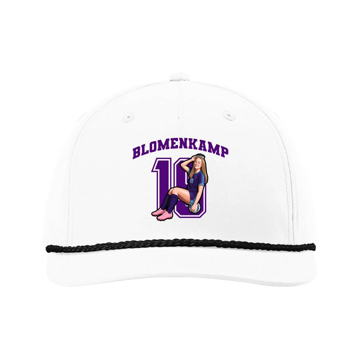 Five-Panel Classic Rope Cap — Number in White