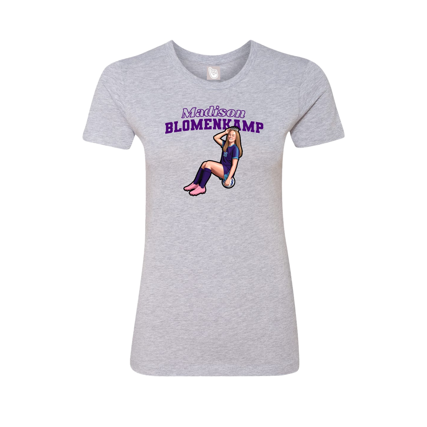Fitted Women's Tee — Name Arch in Grey