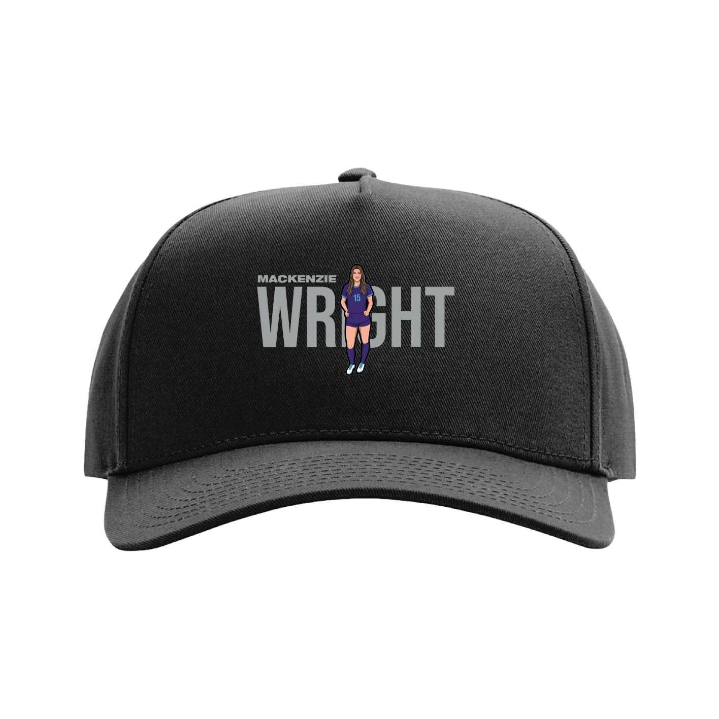 Full Fabric Five-Panel Champ Cap — Player Name in Black