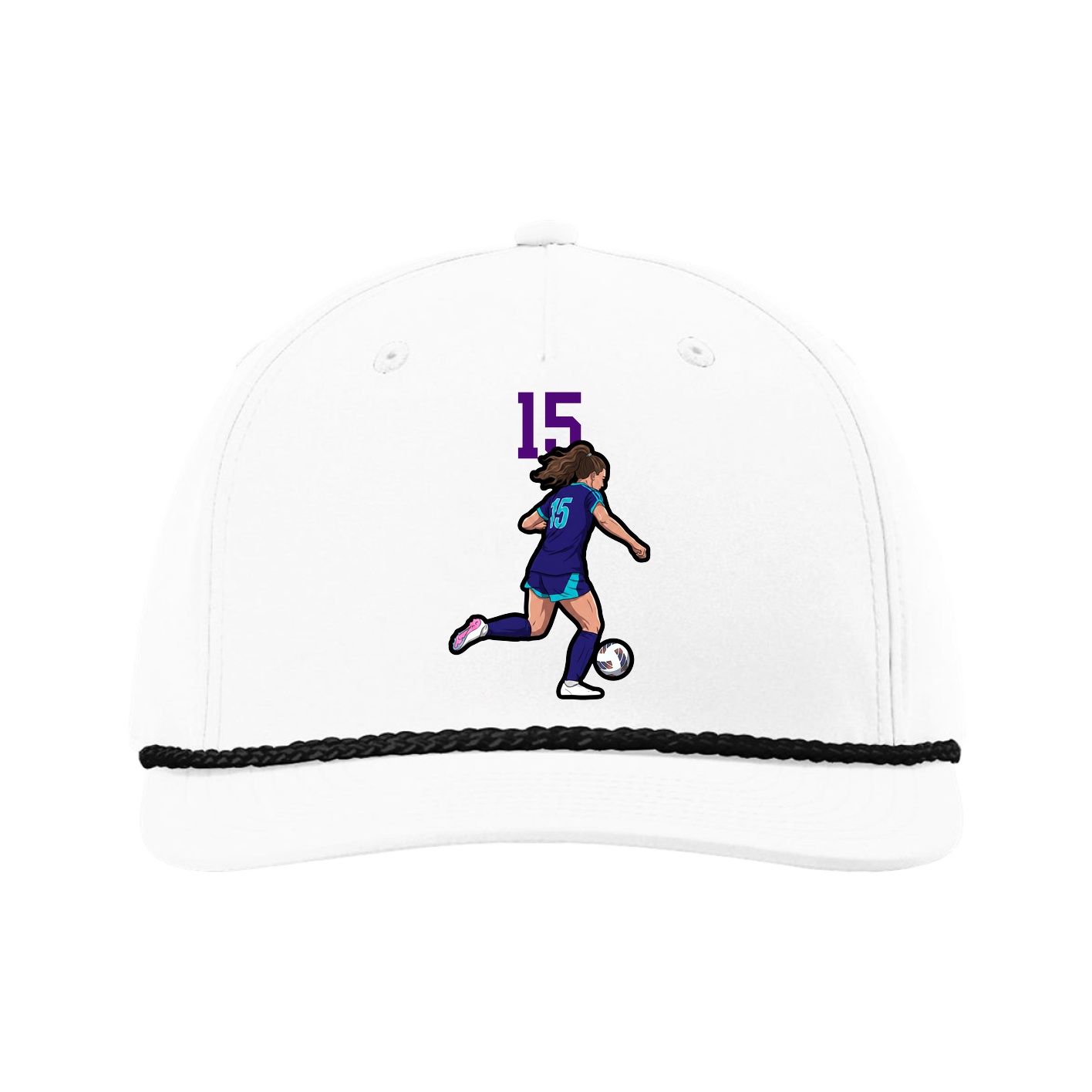 Five-Panel Classic Rope Cap — Number Top in White