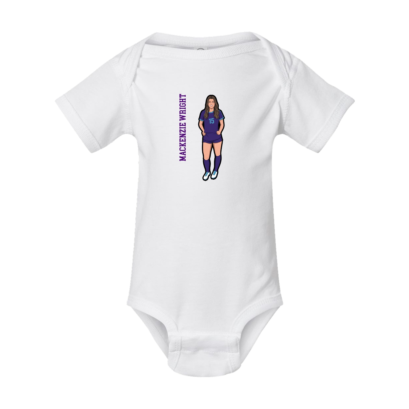 Baby Onesie — Name Vertical in White