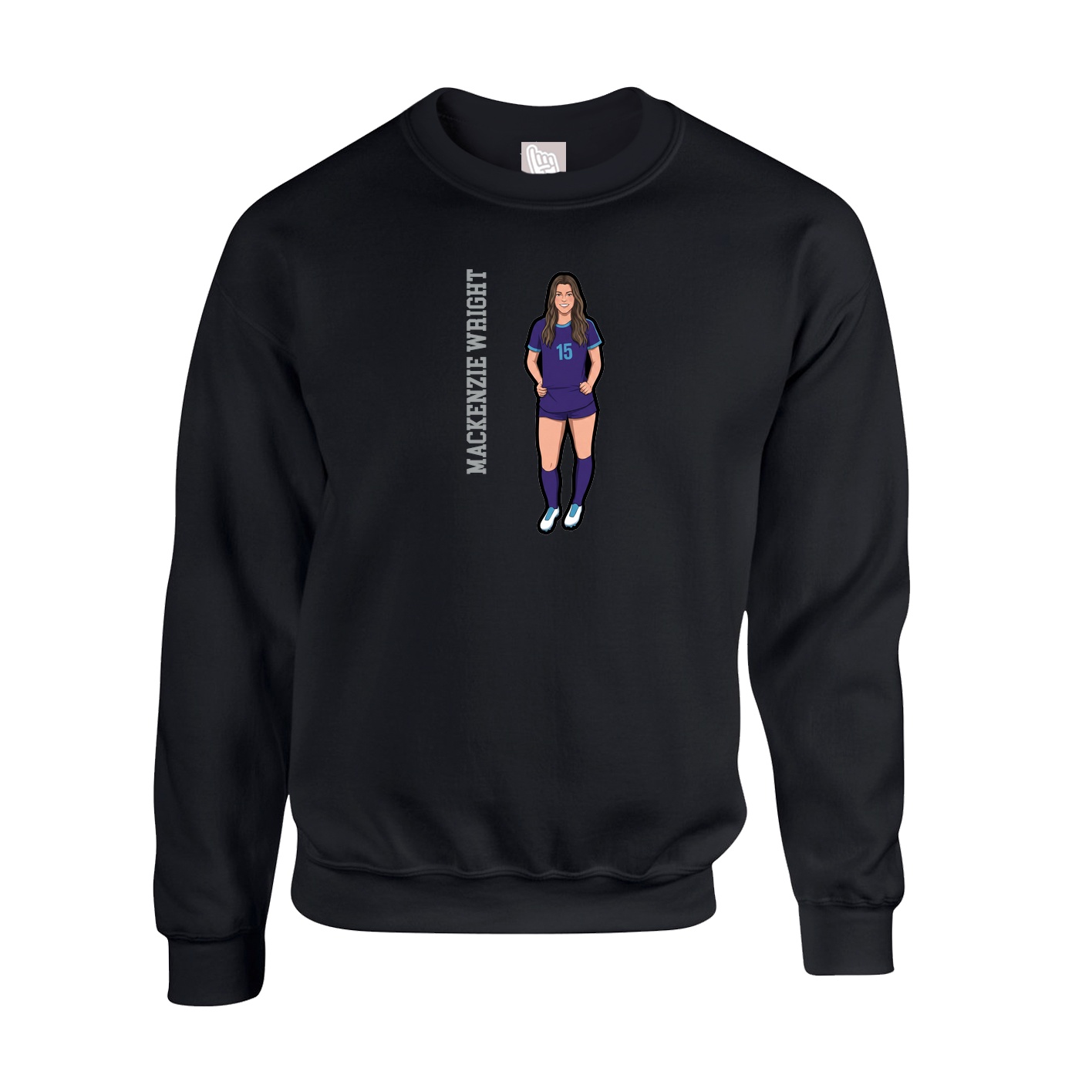 Fleece Crew — Name Vertical in Black