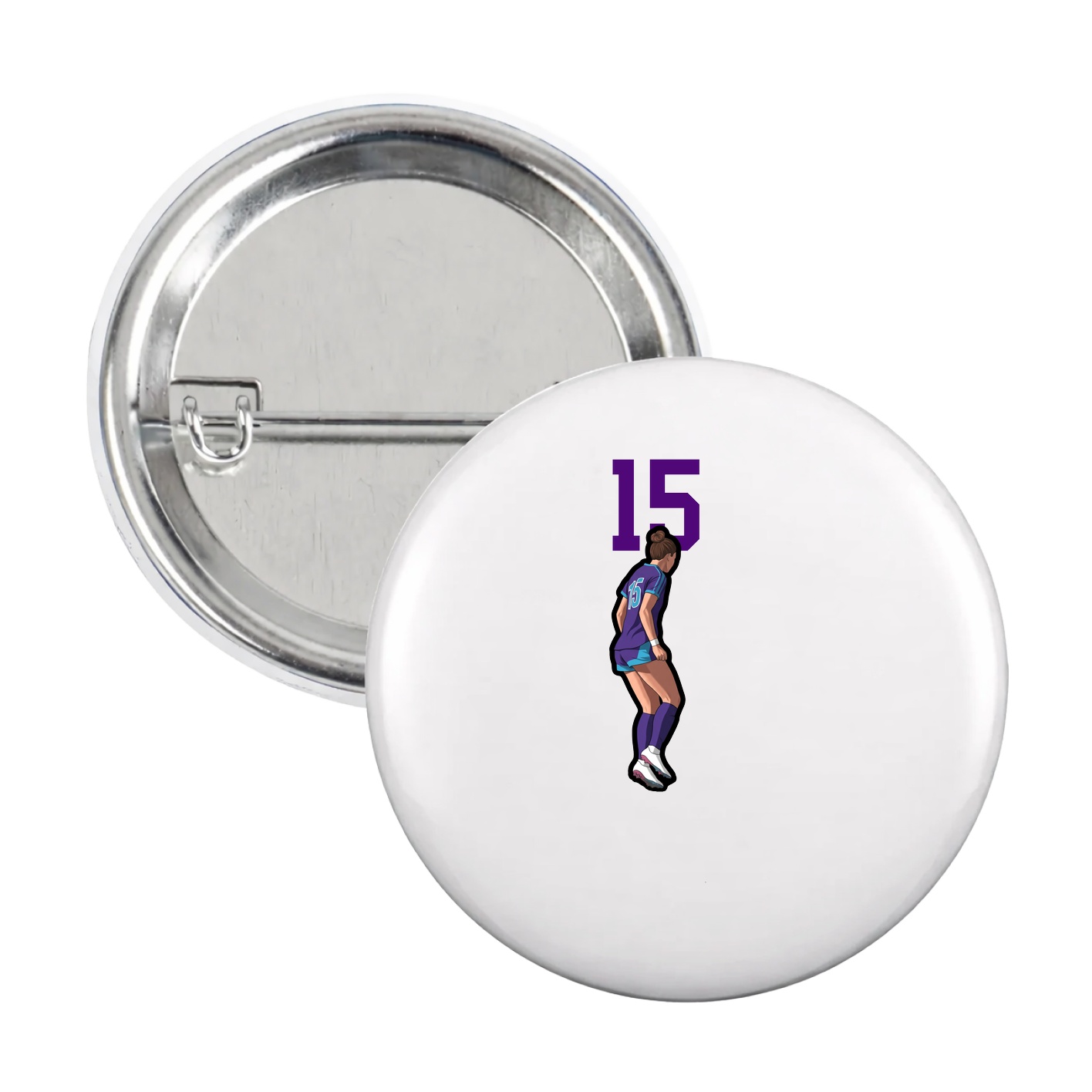 Game Day Button — Number Top in White