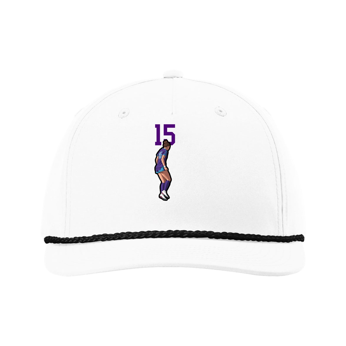 Five-Panel Classic Rope Cap — Number Top in White
