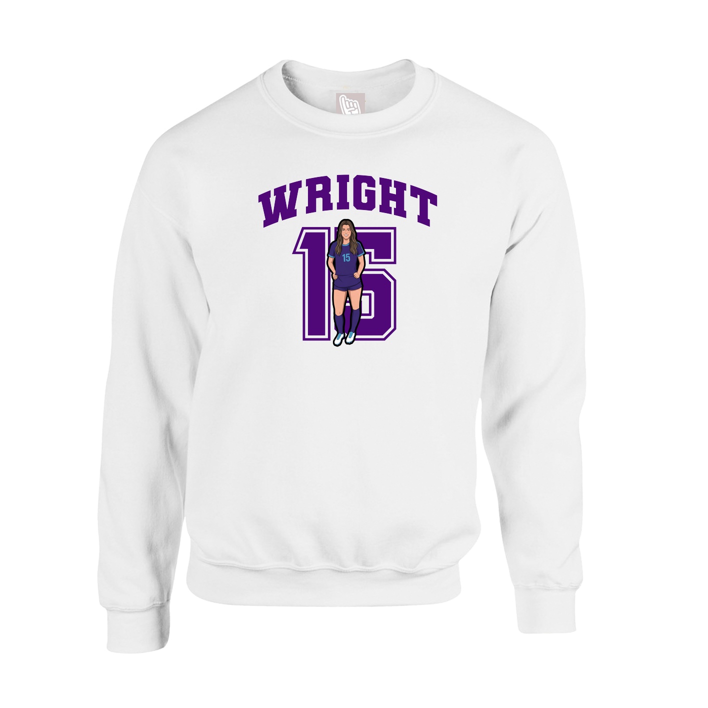 Fleece Crew — Number in White