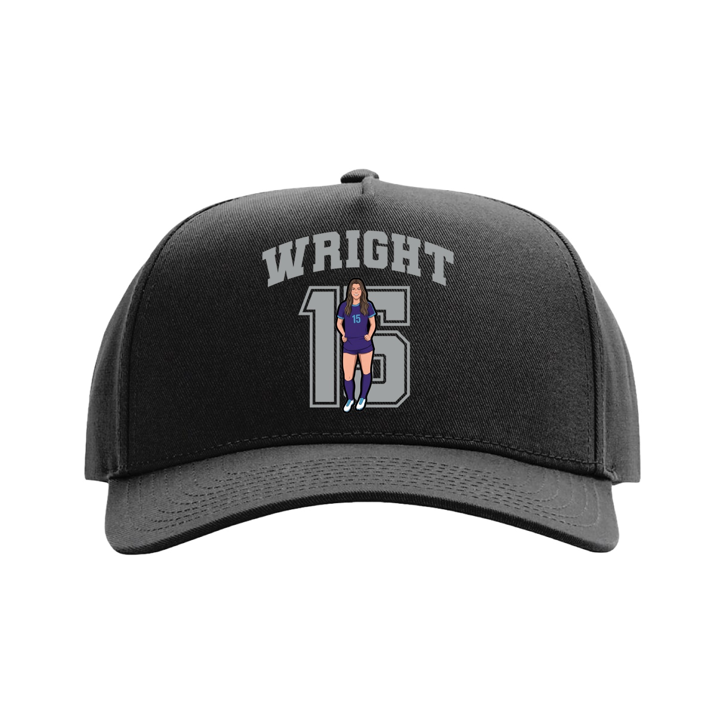 Full Fabric Five-Panel Champ Cap — Number in Black